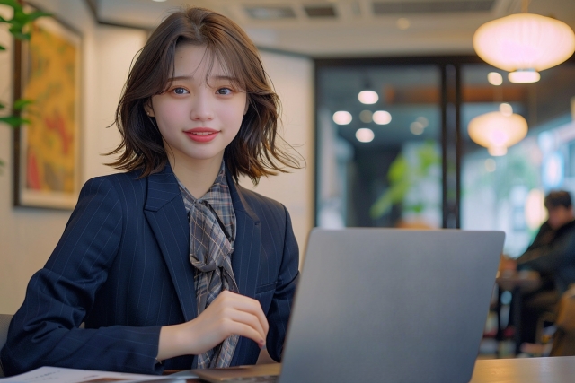 青学に通いながら日本武尊合同会社で働いてくれている女性インターンBさん SNSの運用とインサイドセールスを担当しており、週5で働いています。